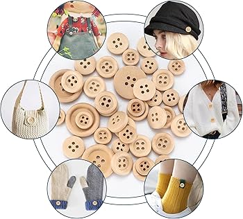 Kigniote Lot de 275 Boutons en Bois Forme Ronde Naturel Boutons