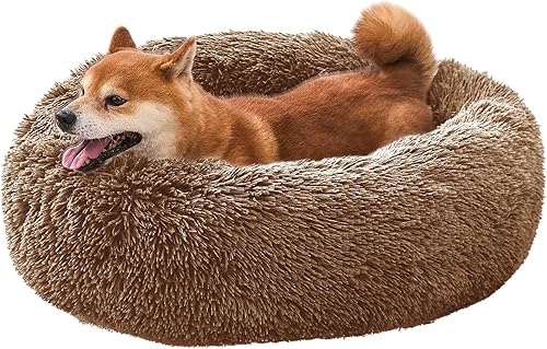 Miniatura 10 de Comfort Donut - Cama para perros pequeños, cama para gatos y cama para mascotas para uso en interiores, tamaño mediano con felpa suave, camas