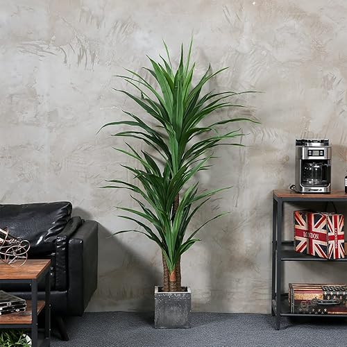 Miniatura 6 de Dracaena - Plantas de seda con tallo de maíz de 5 pies de alto, plantas falsas grandes para interiores, plantas falsas en maceta, árbol de yuca,