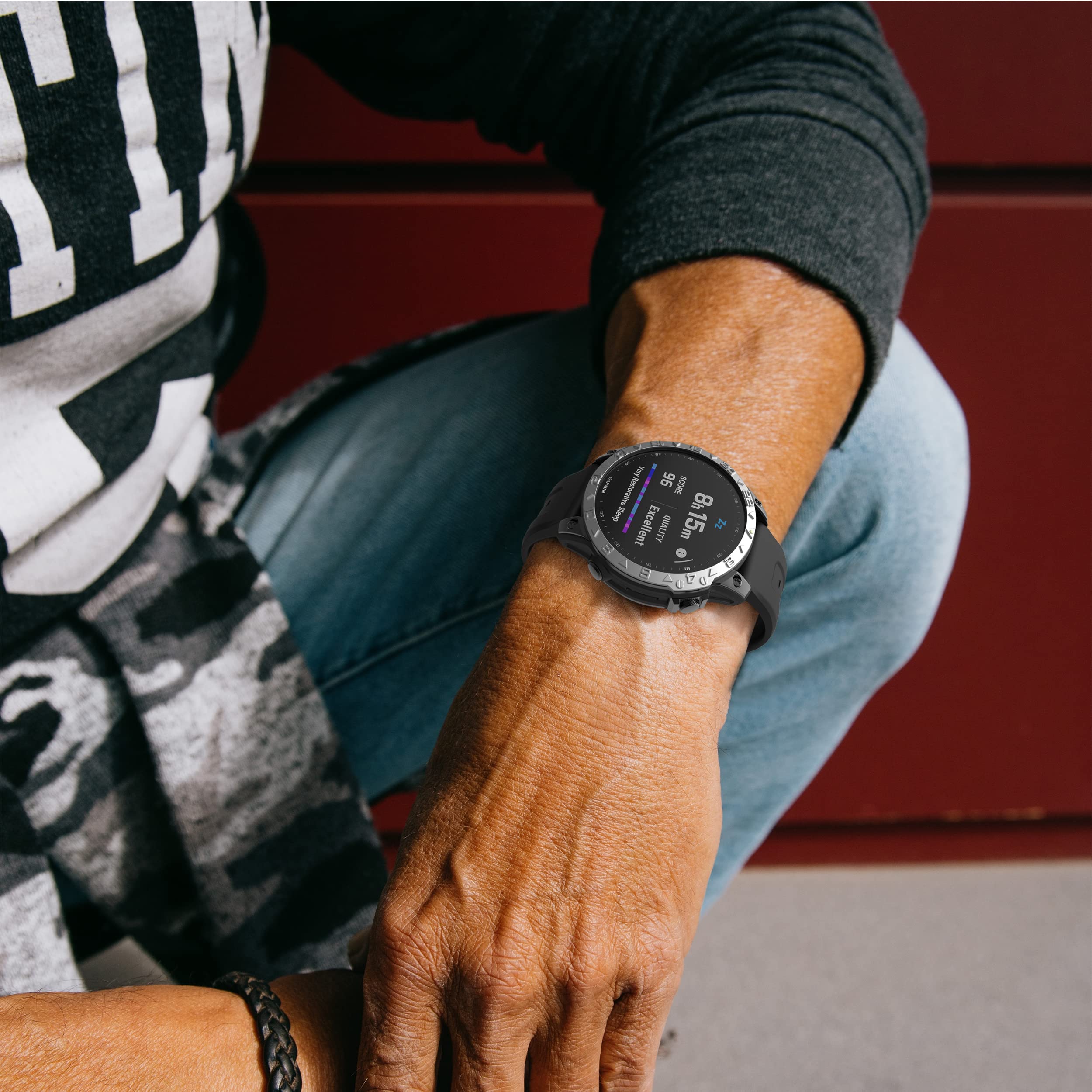 Lünettenring Kompatibel mit Garmin Fenix 7 Saphir Solar/Fenix 7 Solar, Edelstahl Lünette Ring Adhesive Cover Anti-Kratz- & Kollisionsschutz für Garmin Fenix 7 Serie, Silber