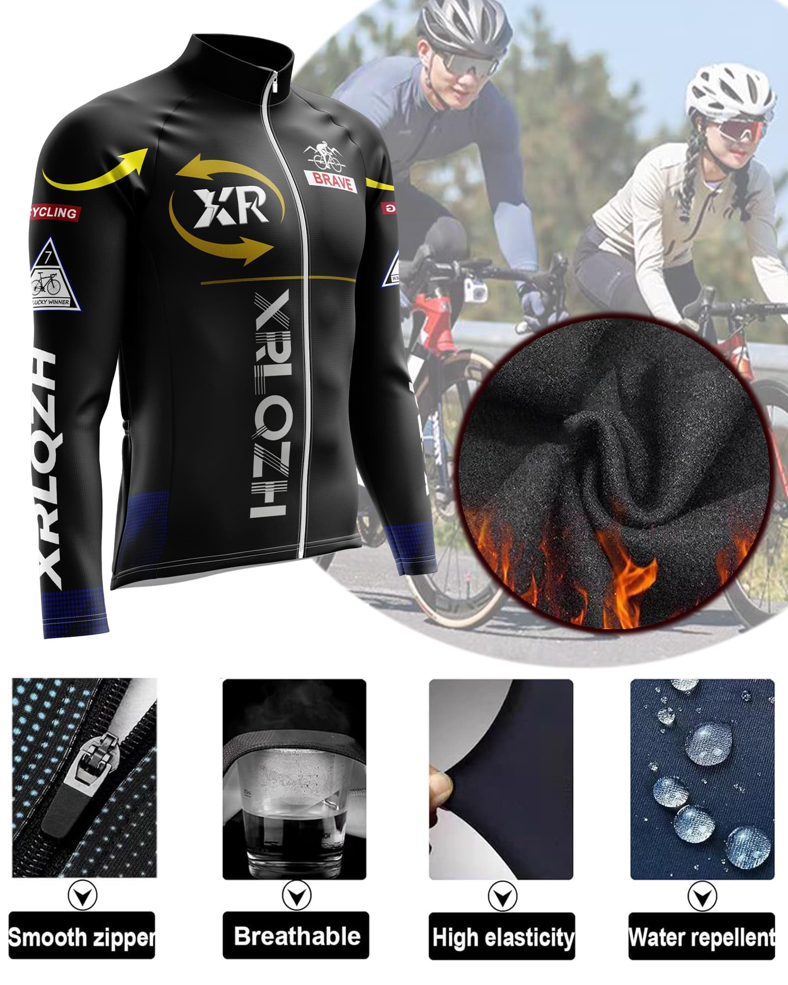 Abbigliamento Completo Ciclismo Uomo Tuta Bici da Corsa Invernale Maglia, Antivento e Caldo, MTB Bici, Manica Lunga Completo Strada MTB Bici,con 9D Imbottiti Gel