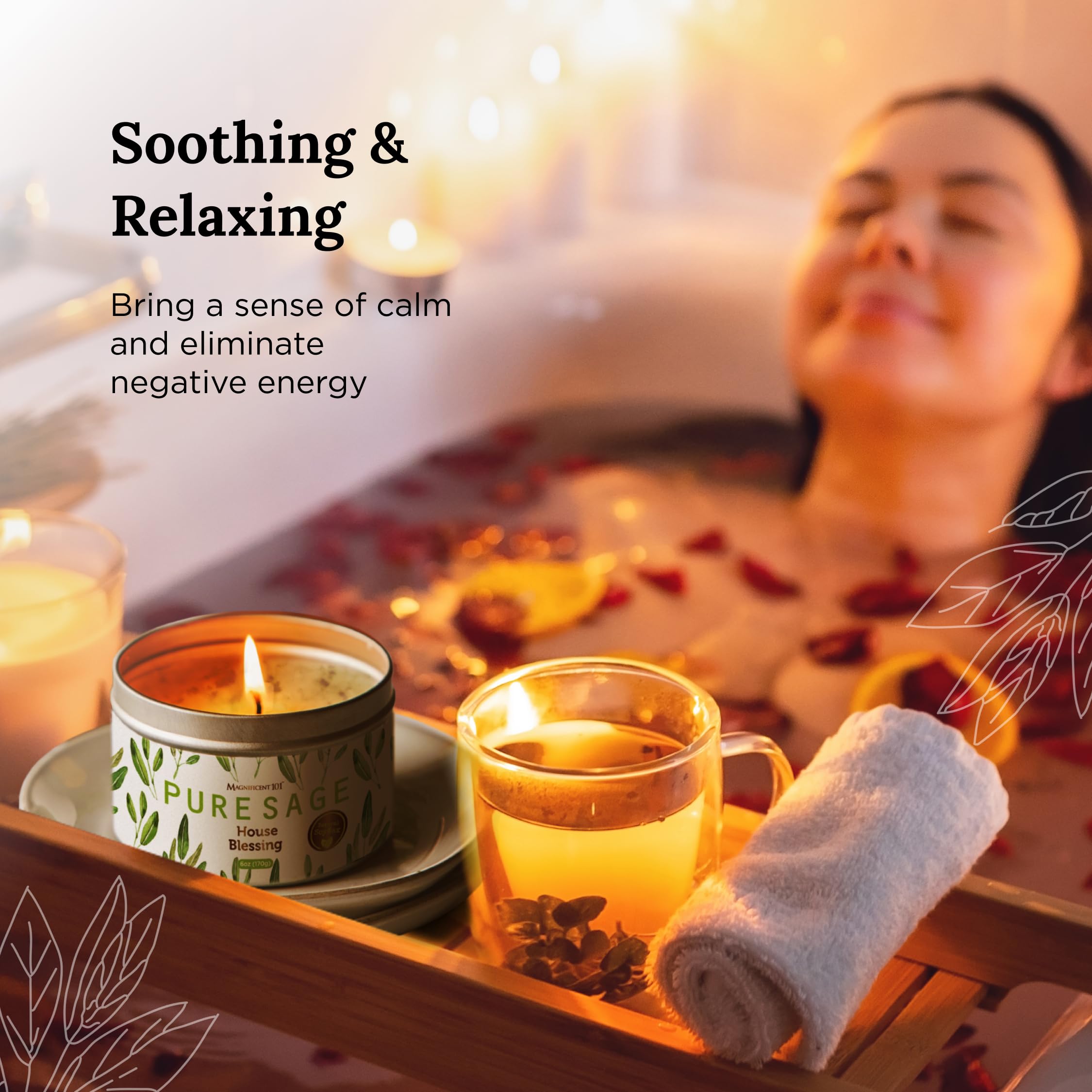 Candela All'aromaterapia Magnificent 101 Puro Amore - Cera Di Soia Con Lavanda E Salvia Rosa Per San Valentino - 2
