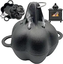 Vaporizador de fogão a lenha, umidificador de ferro fundido para fogão a lenha, caixa de defumador pré-temperada e torradeira de alho para forno de grelha, panela a vapor de ferro fundido para