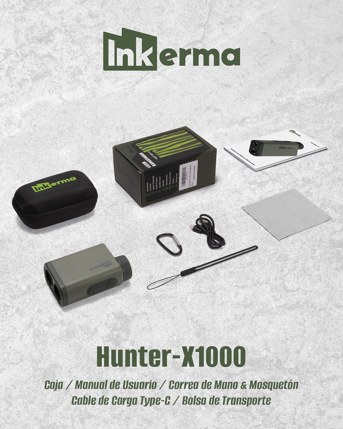 Telémetro Láser Glof, Inkerma Telémetro de Caza, Medición de Distancia de 1000/1200m con Aumento de 6X, Pantalla LCD, Alta Precisión para Medición de Ángulo/Velocidad/Escaneo/Compensación de Pendiente