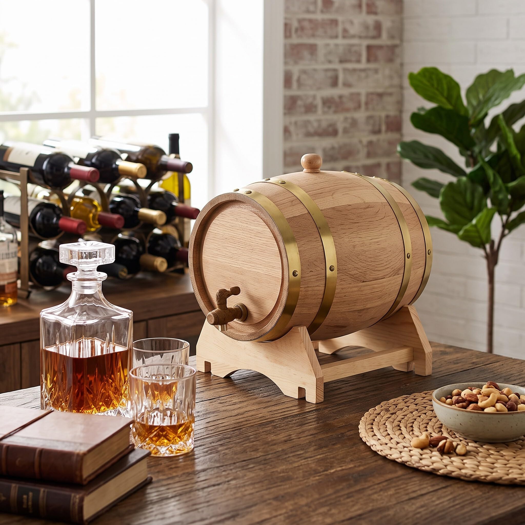 Botte per birra, legno di quercia Botti da vino in legno di quercia Botti da vino in rovere Botti da vino in quercia per vino Brandy Whisky(5L, Blue)
