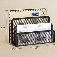 Vista 6 de Marbrasse Mail Organizer for Desk, 3-Slot Mesh Metal Mail Holder countertop, Letter Holder, Office Desktop Envelope and Document Storage Rack (Black)