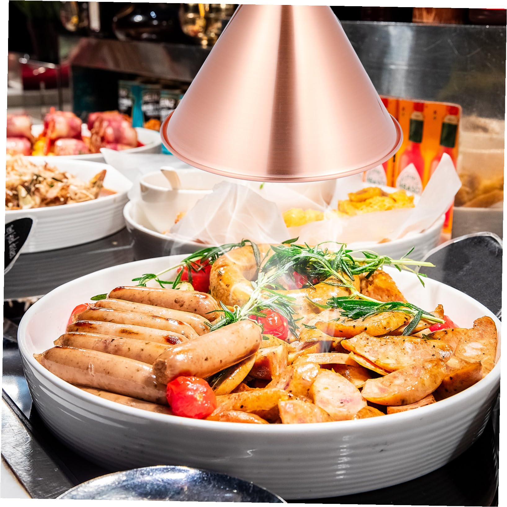 Lampada Scaldavivande Luce Riscaldante Altezza Regolabile 60-180cm in Metallo Telescopica Potenza 250w per Hotel e Mensa per Buffet e Ristorante