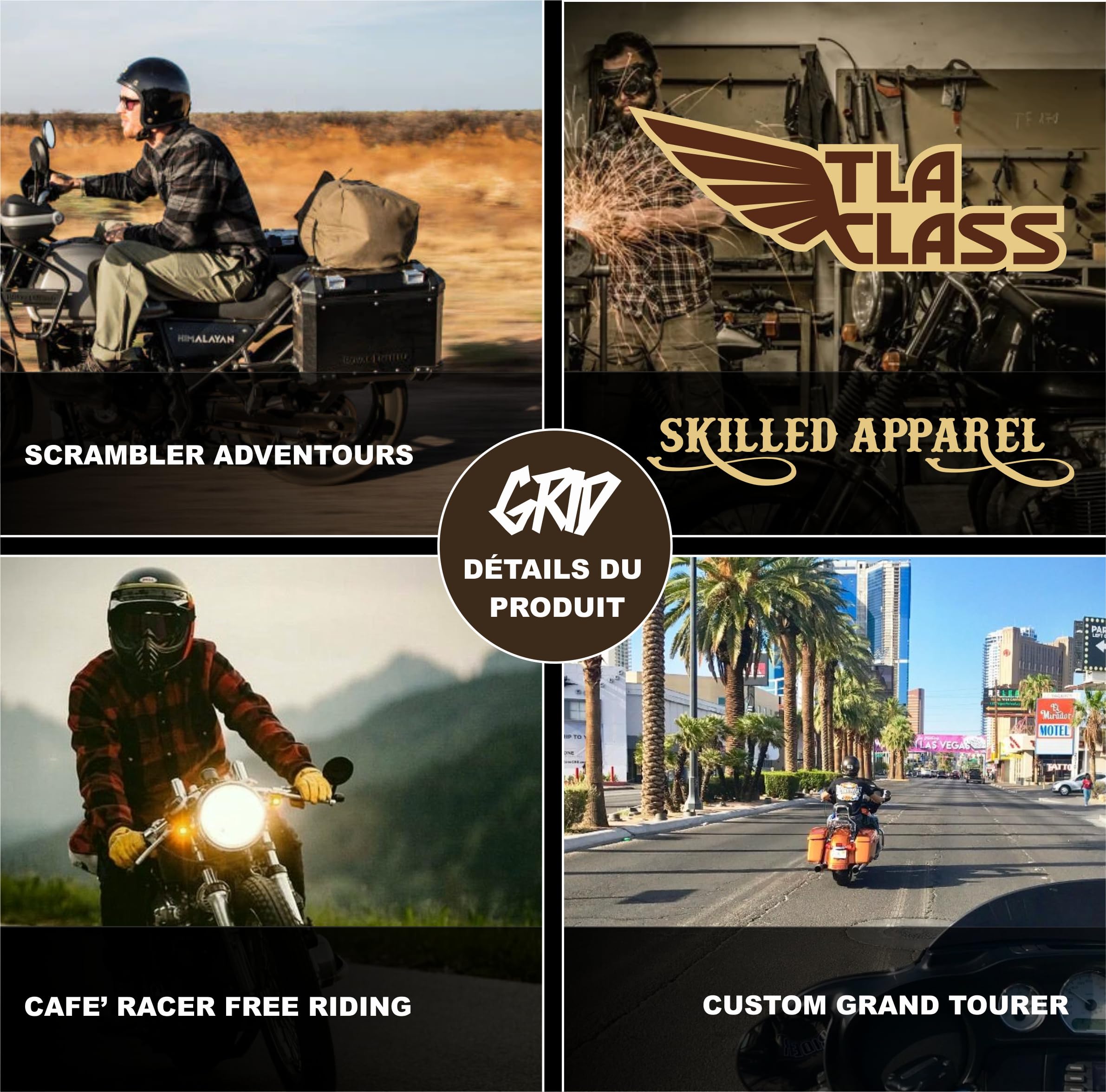 TLA Grid Camicia Moto con Protezioni, Giacca in Flanella a Quadri con Rinforzi in Aramide, Taglie sino 6XL Unisex Uomo e Donna, Giubbotto Moto e Scooter Vintage, Cafè Racer, Zip e Bottoni
