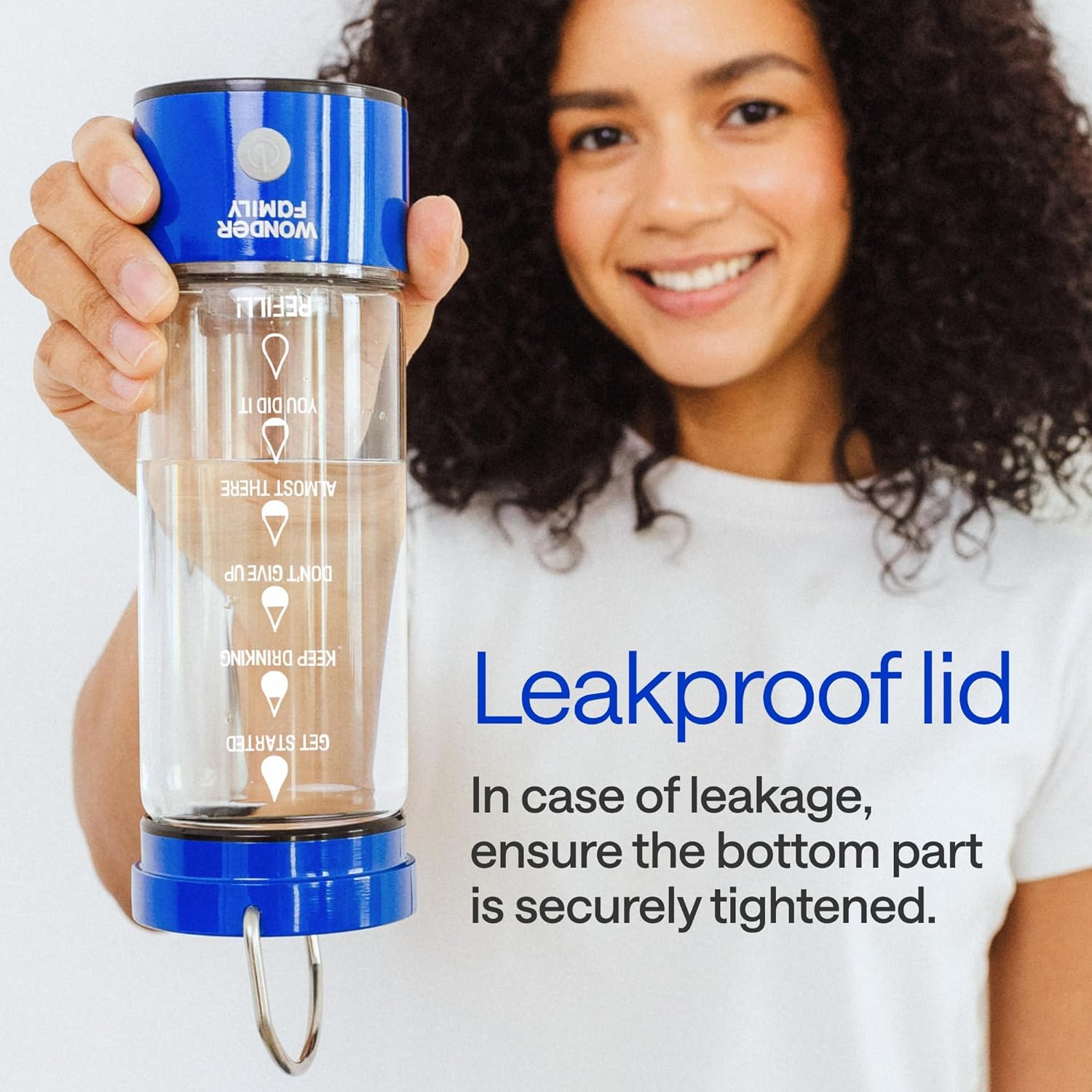 WONDER FAMILY Hydrogen Water Bottle Generator 5 in 1 Large Set – Portable Water Hydrogenator, Glass Hydrogenated Water Machine with High H2 Concentration, SPE/PEM Technology – 14 Fl Oz