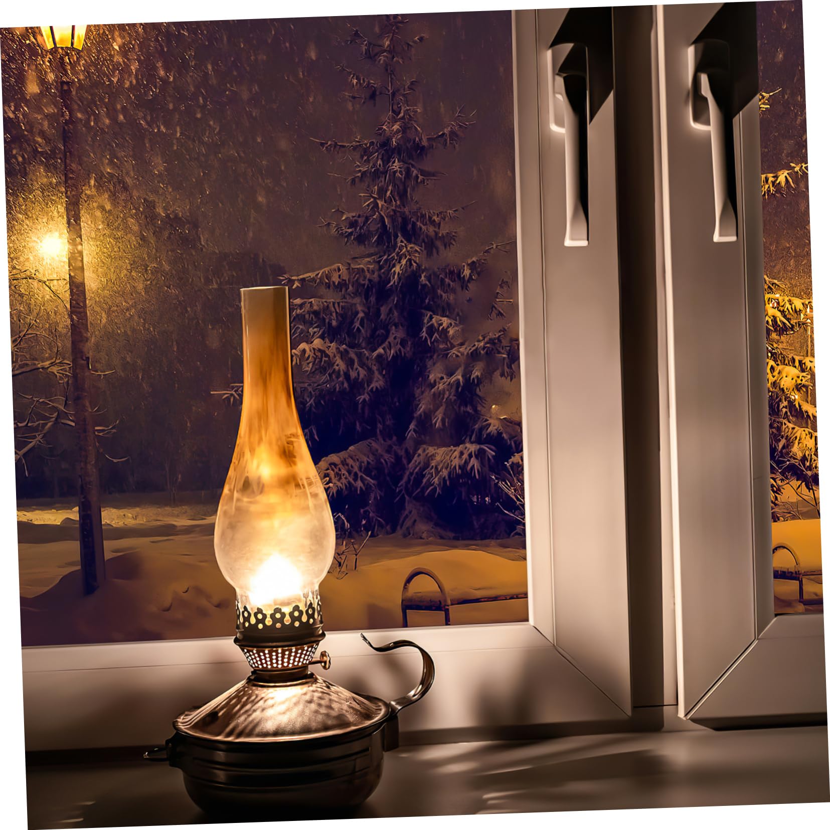 アンティーク シェード付きガラス製オイルランタン Amazon.co.jp