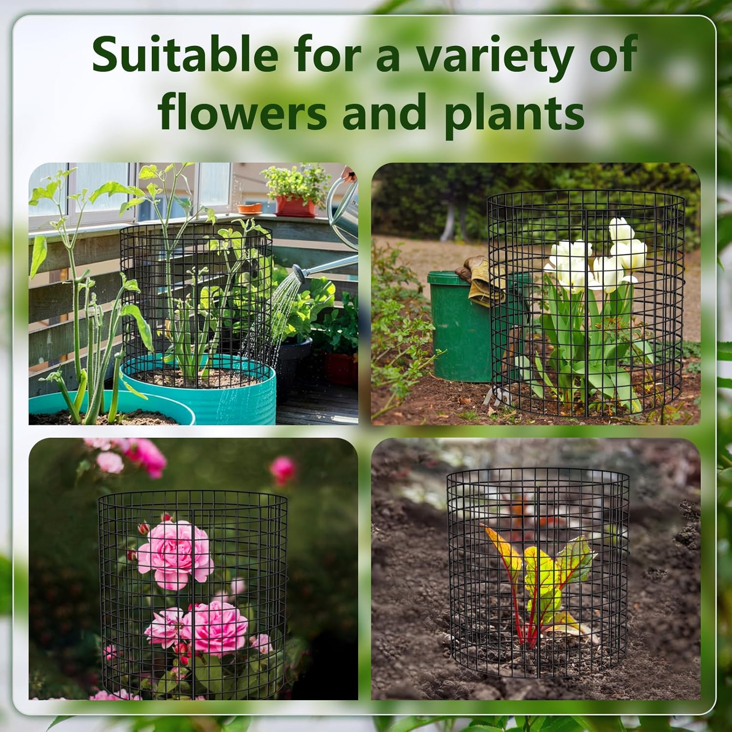 18 PCS Plant Protector from Animals,13.5" Dia x 14" H Pre-Bent Wire Plant Protectors, Metal Plant Cages for Outdoor Plants Plant Cage & Supports Keep Animals Out Garden