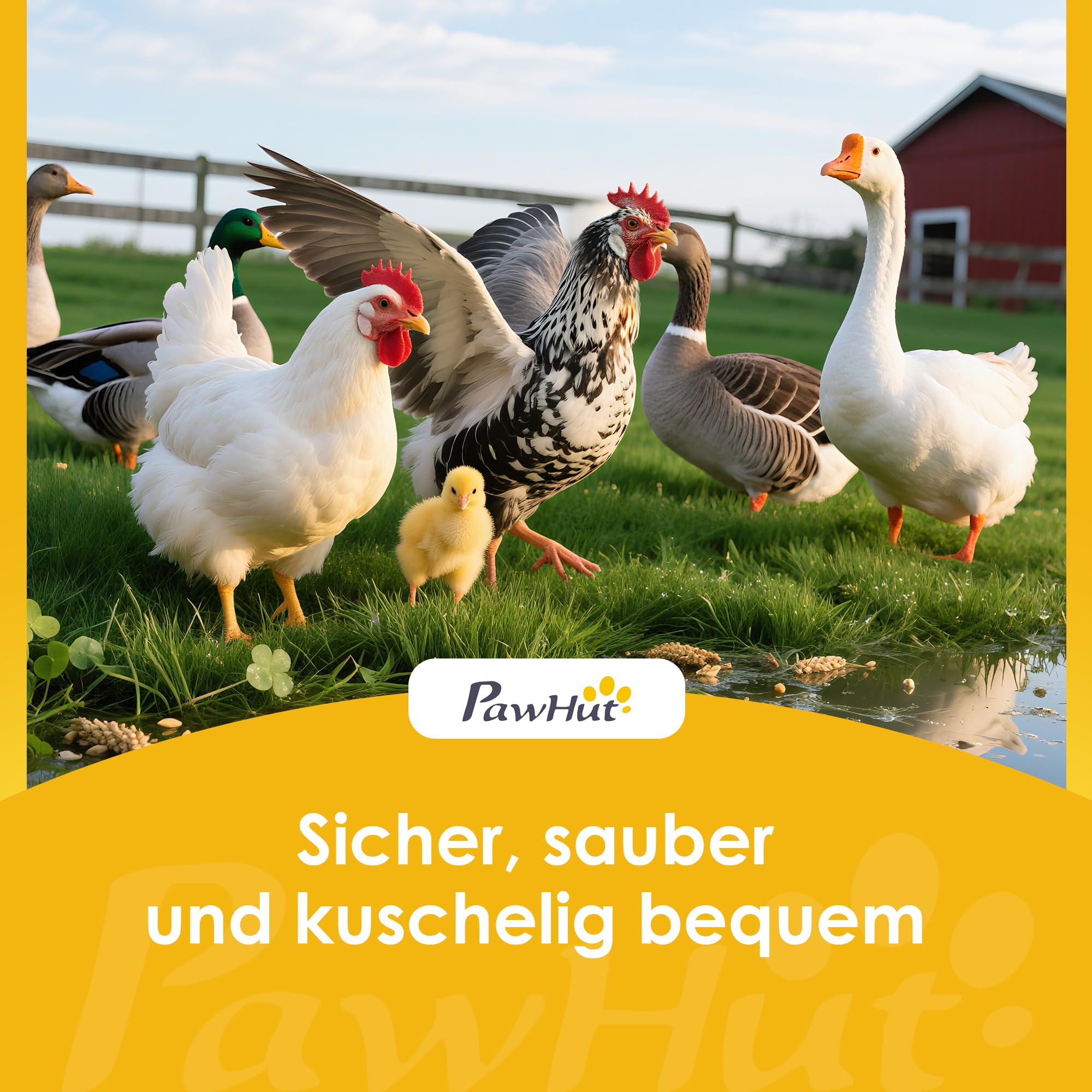 PawHut Hühnerstall 5,2m² ca. 2,8x1,8x1,9m Freilaufgehege Holz mit Freilauf Sicherheitsschloss Teilbare Tür 4 Nistkasten Dach Rampe begehbar Hühnergehege Vogelkäfig für 8-12 Hühner Kaninchen Ente