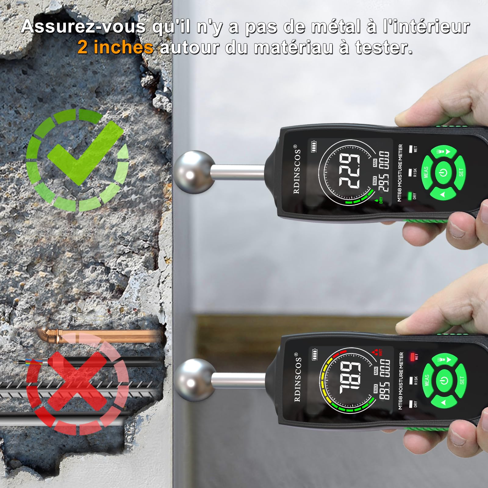 Humidimètre Professionnel Sans Aiguille Détecteurs Hygromètre Analyse Profondeur 20-40 mm