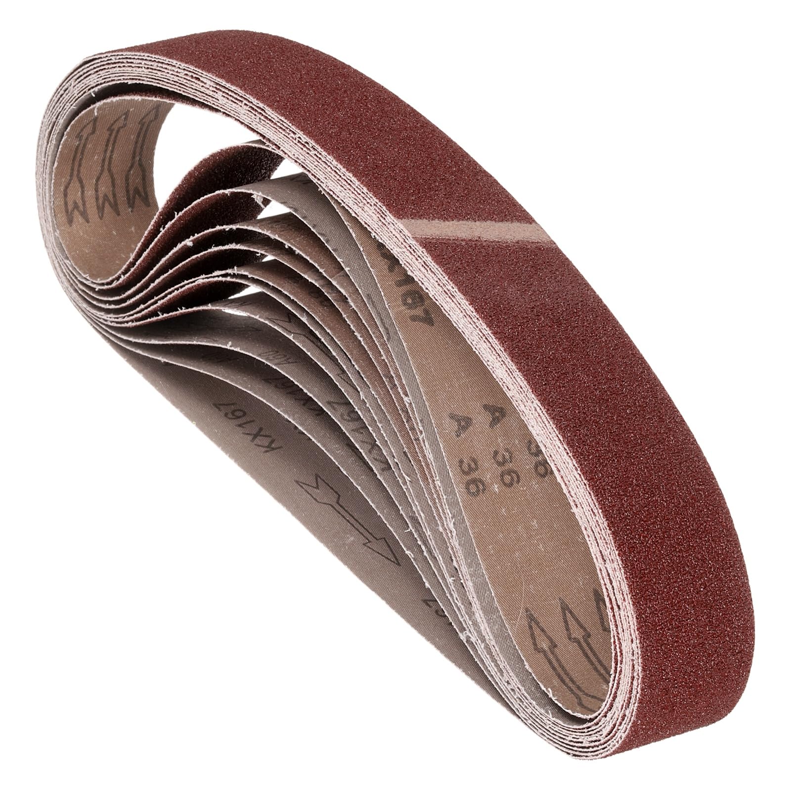 Kozelo 10 Pcs Sanding Belts 38mm x 762mm 36 Grit Aluminum Oxide Abrasive Sandpaper for Belt Sander Metal Grinding Wood Working Weld Rust Removal
