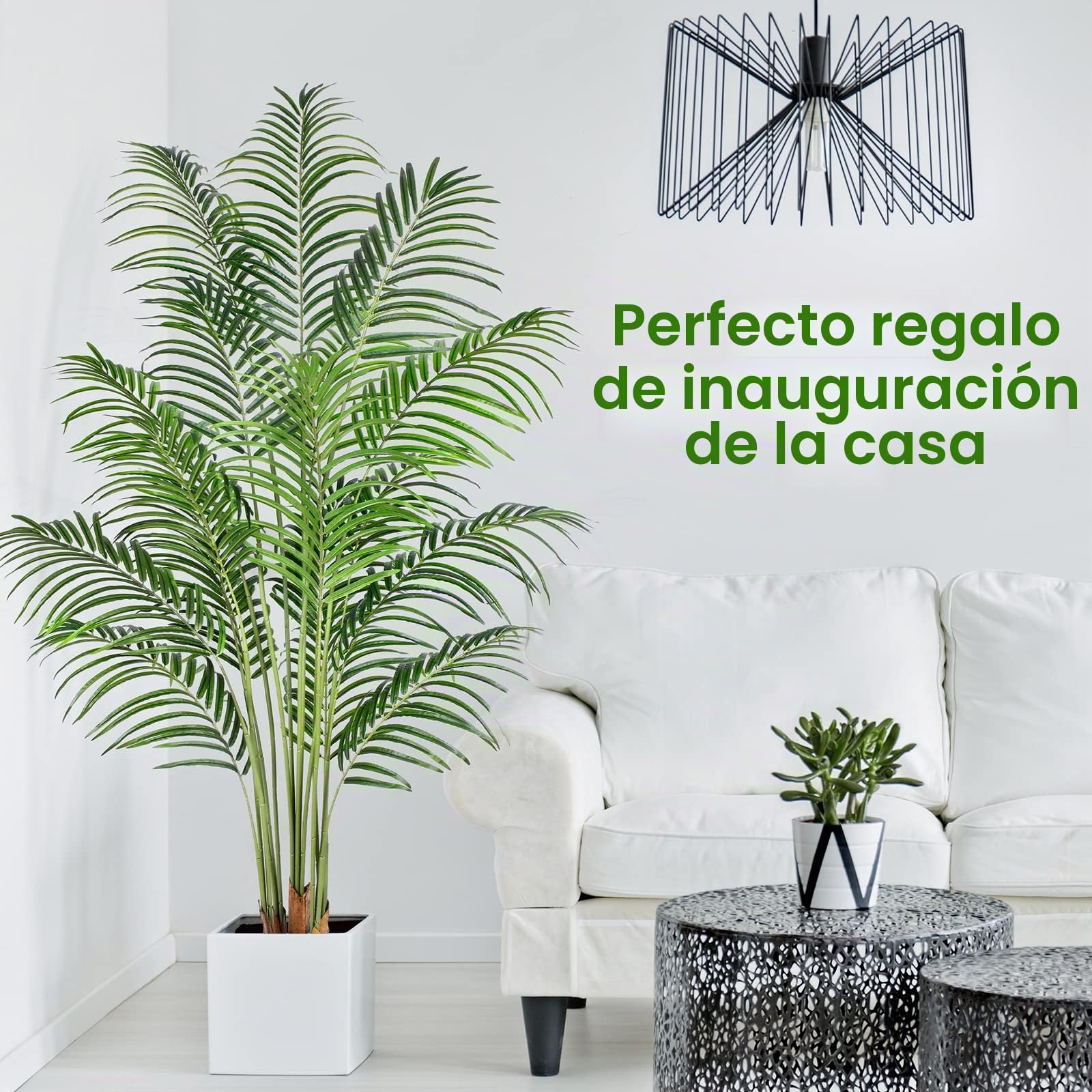 Planta Artificial Areca Palmera Grande 180 cm Arbol Artificial Interior y Exterior Plantas Artificiales Decorativas Salon Dormitorio Balcón Decoracion Hogar Moderno (1 Pack)