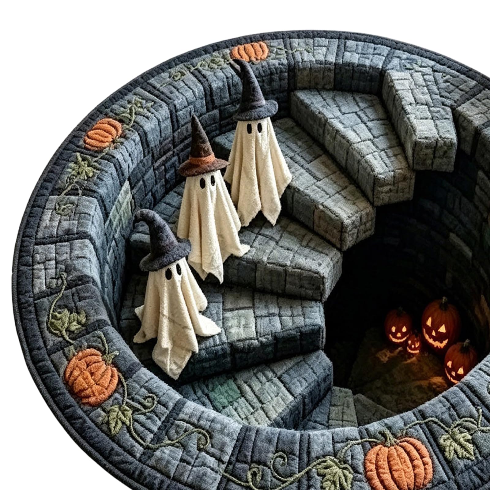 Tapis rond en velours antidérapant avec impression visuelle en spirale pour