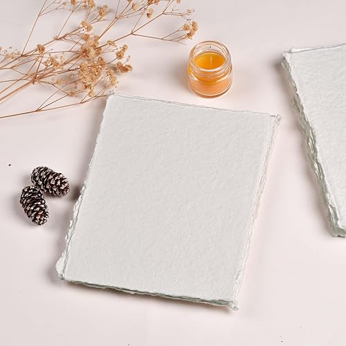 Miniatura 6 de LEATHER VILLAGE Papel para acuarela, 140 lb (300 gm), 8x6 pulgadas, 25 hojas, papel artesanal con borde envejecido, texturizado, para medios mixtos,