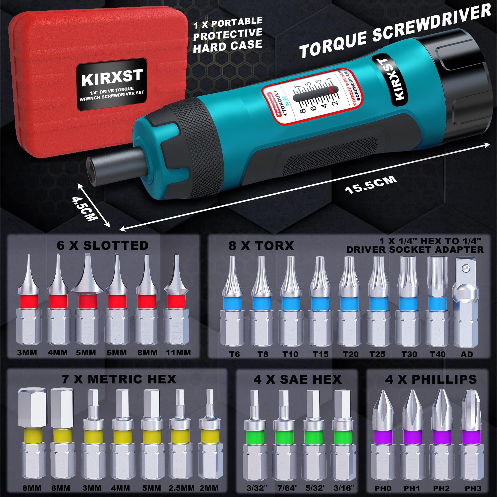 Cacciavite Dinamometrico 32 Pezzi - 1-8 Nm, Extra Lungo, Per Riparazione Bici - Foto 5