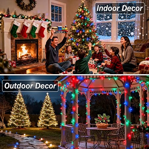 Miniatura 6 de Luces solares de Navidad al aire libre, 400 luces LED de Navidad mejoradas de 139 pies con control remoto, 19 modos, impermeable, multicolor, luces