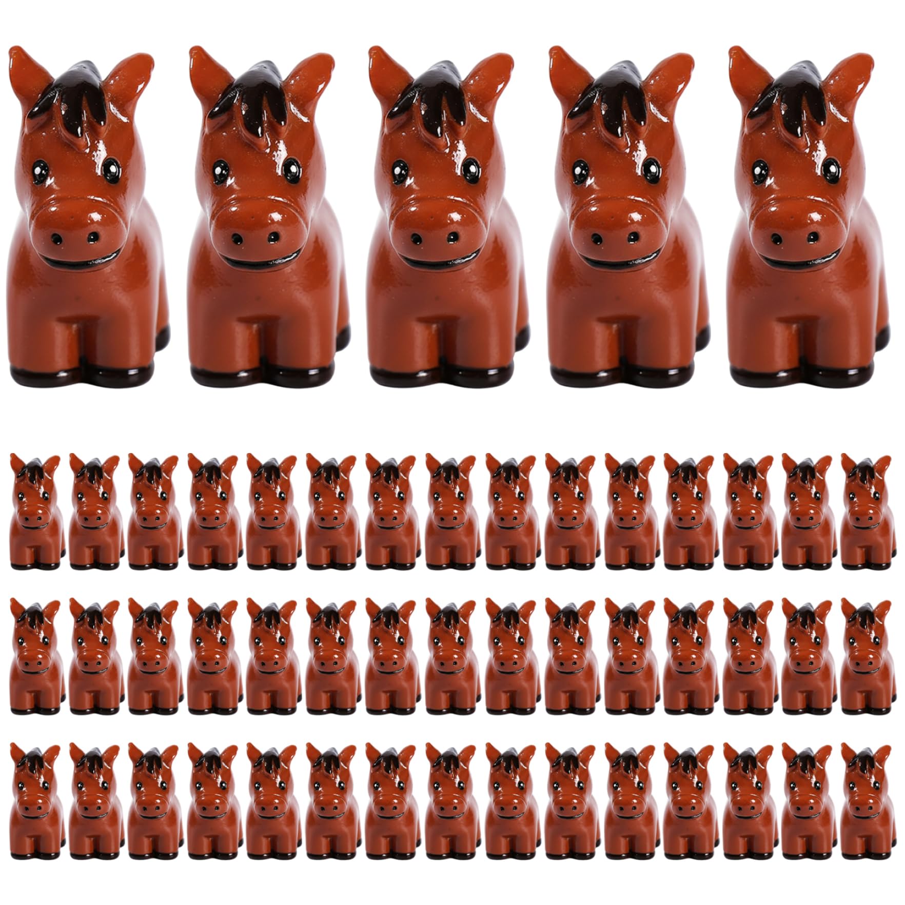 Mini figurines de cheval en lot de 50 pour cadeaux d'anniversaire et de baptême
