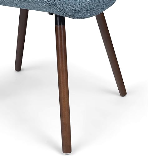 Miniatura 5 de SIMPLIHOME Malden - Sillas de comedor – Silla de cocina tapizada con marco de madera curvada y tela tejida en color azul mezclilla, asiento de