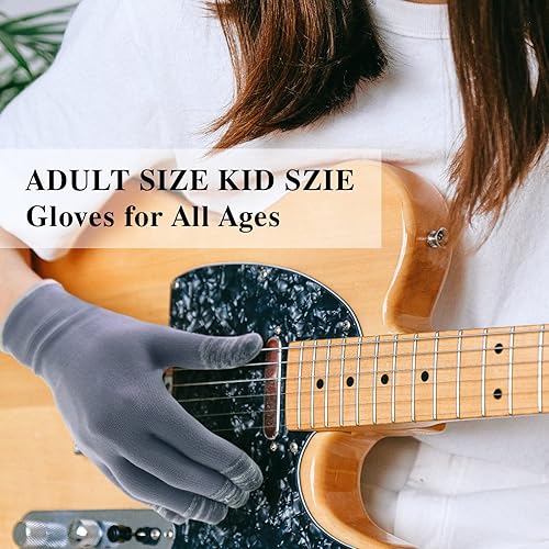 Miniatura 5 de Guantes de guitarra para mujeres y hombres paquete de 2 guantes de práctica para músicos principiantes guantes de protección para la punta de los