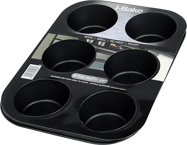 I-Cook 5508 6 Cup Deep Muffin pan, Carbon, Multicolour