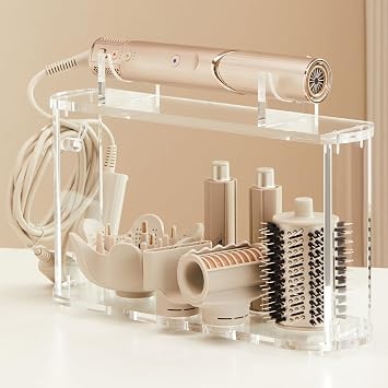 LifeLAZA Acrylic Holder and Organizer for Shark Flexstyle, Shark Hair Dryer Stand and Holder, Flex Style Countertop Organizer Storage for Flexstyle Attachments, Shark Hair Blower Styler Rack