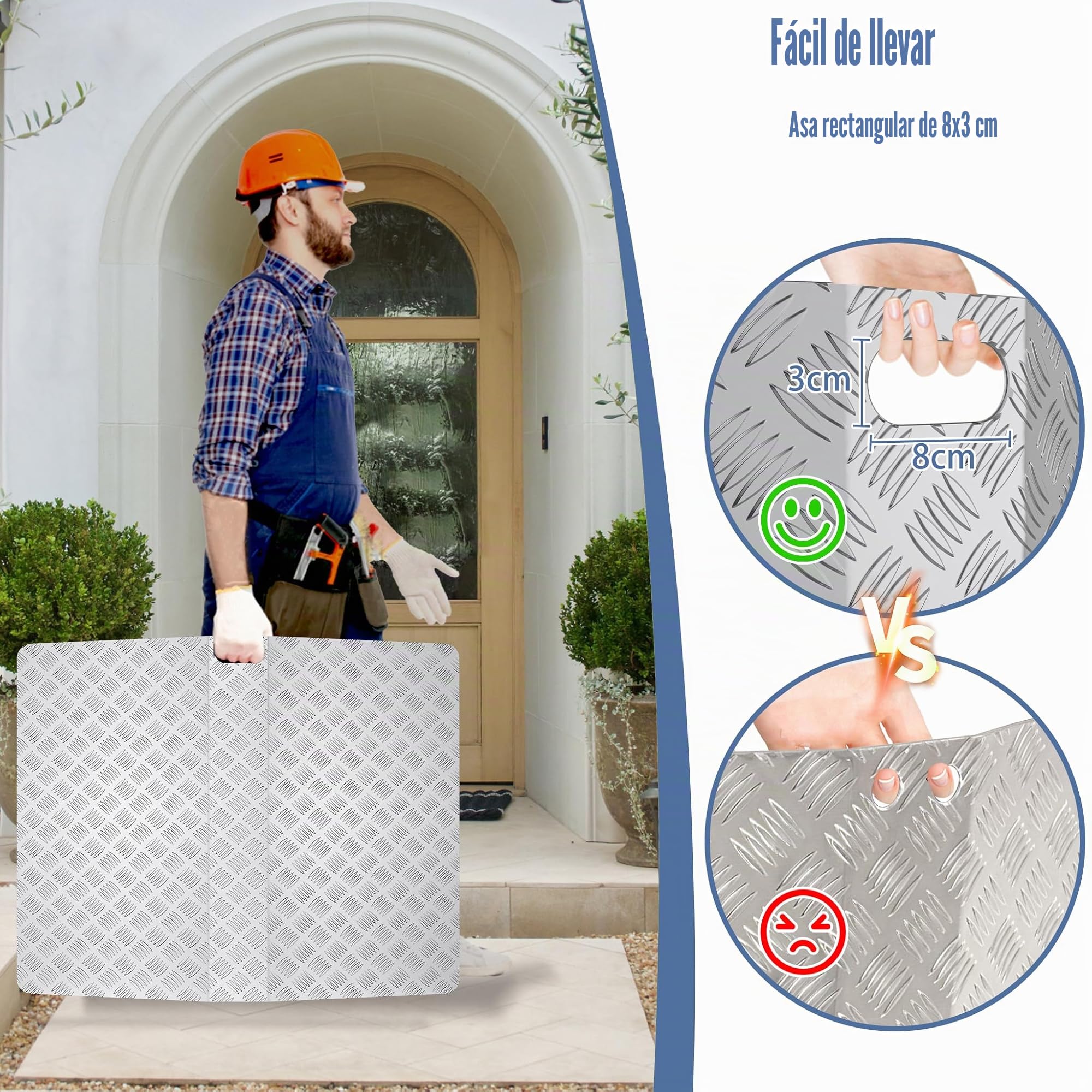 FIVMEN Rampa para silla de ruedas de aluminio, rampa de umbral de puerta, rampa para silla de ruedas, capacidad de carga 270 kg, rampa de umbral de puerta, bordillo, altura 10 cm, ancho 100 cm