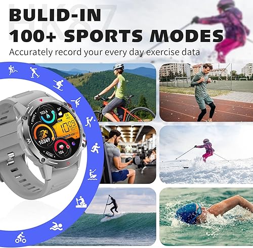 Miniatura 6 de Relojes inteligentes militares para hombres y mujeres (respuestallamadas de marcación), pantalla AMOLED de 1.43 pulgadas siempre encendida,