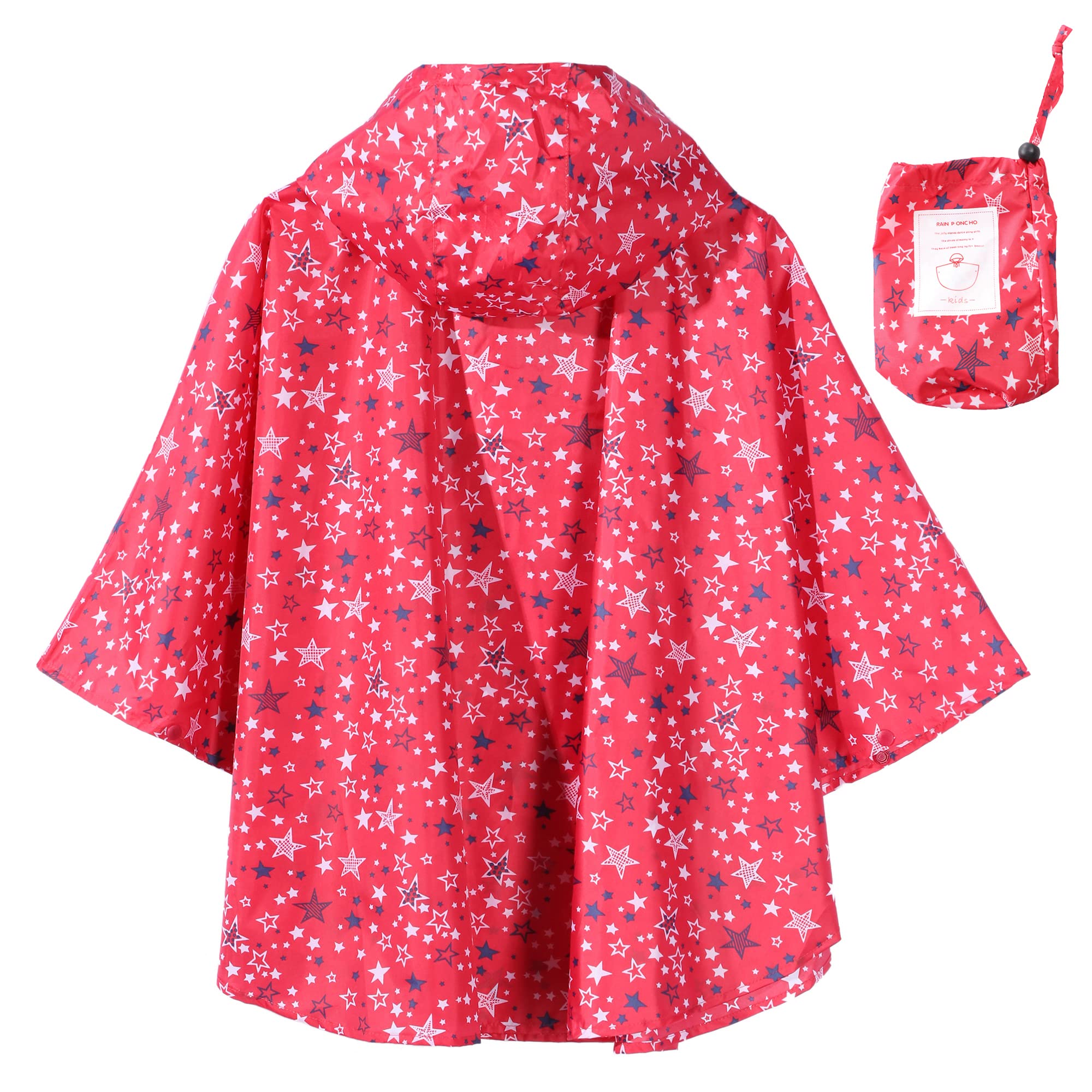 QIKADO Poncho Antipioggia Bambino, Poncho Pioggia Bambina con Cappuccio e Bottoni Portatile