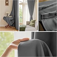 Vista 25 de Cortina plisada de 96 pulgadas de largo, con aislamiento térmico para oscurecer la habitación, cortina plisada con ganchos y alzapaños para sala