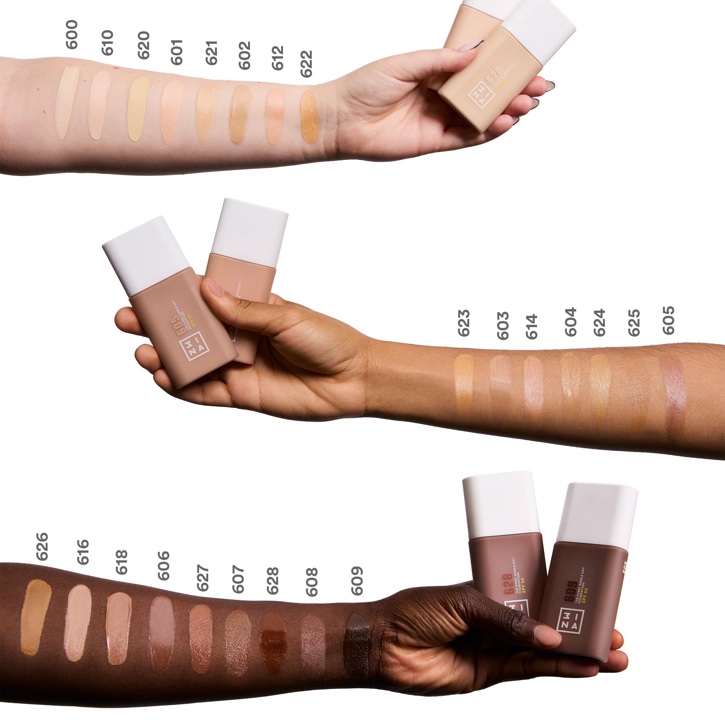 3INA MAKEUP - The Every Single Day Foundation SPF 50 602 - Base de Maquillaje Claro neutro con SPF 50 & Niacinamida - Fórmula ligera - Modulable - Cobetura ligera a media - Vegan - Cruelty Free