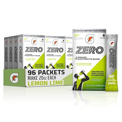Gatorade Zero Sugar Electrolyte Powder Drink Mix, Lemon Lime, (96 Servings), No Artificial Flavors, No Added Colors, Zero Sugar, Sports Drinks, Hydration, Electrolyte Drink