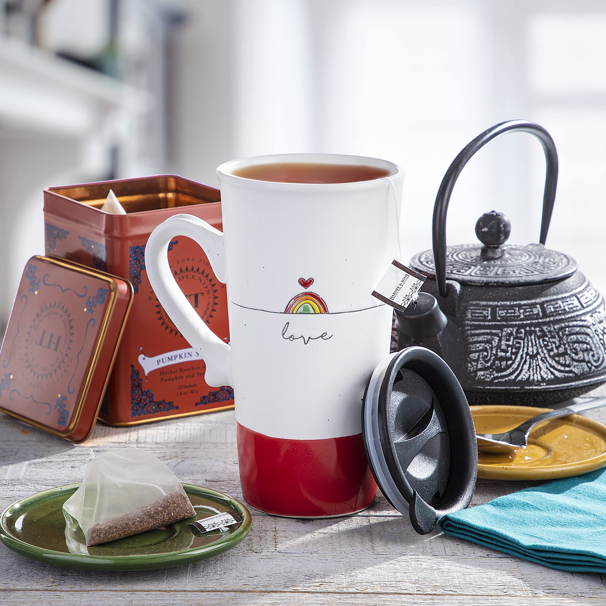 16 oz ceramic coffee mug sets Mora Ceramic Large Latte Mug Set of 4, 16oz - Microwavable, Porcelain Coffee Cups With Big Handle main image 0