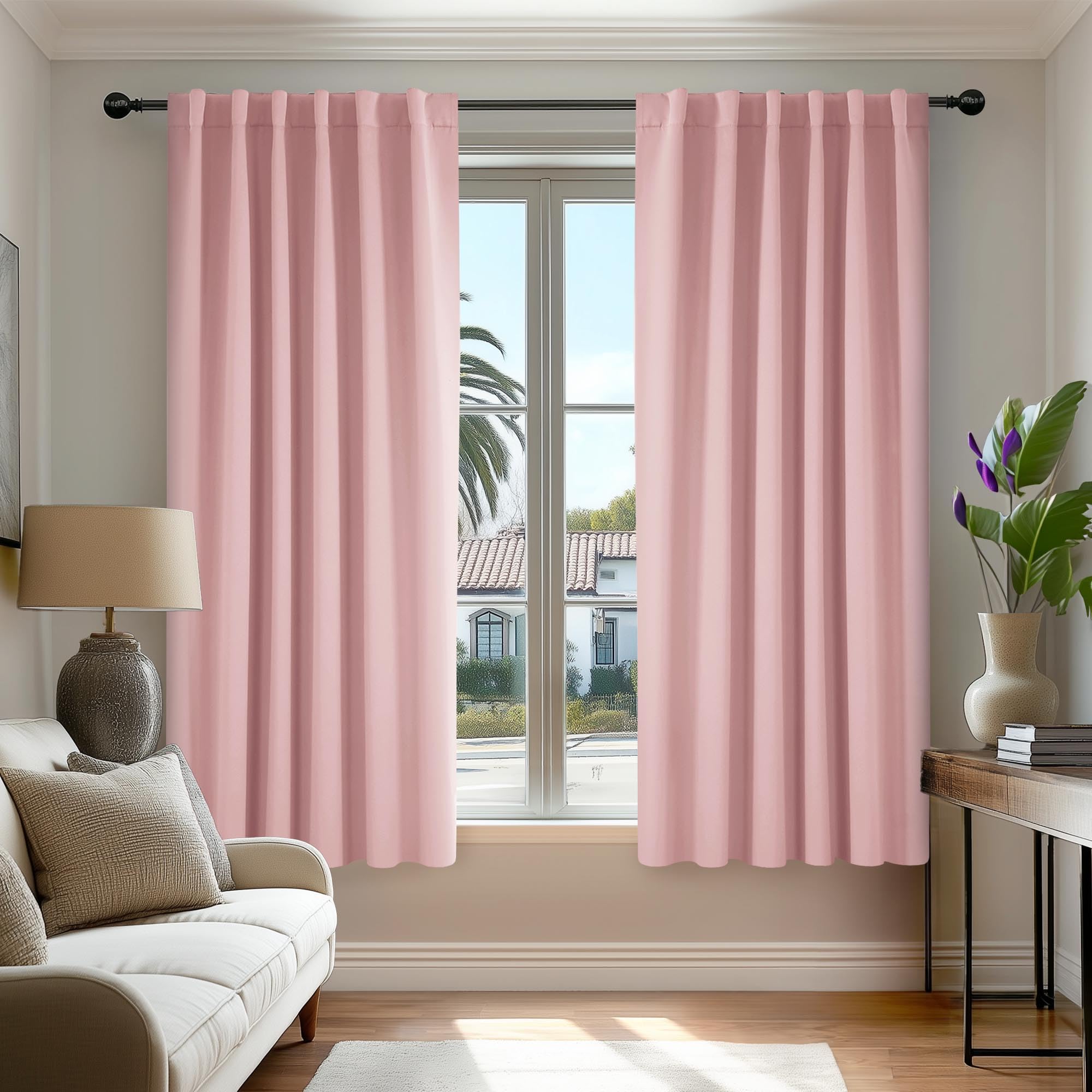Deconovo Coral Pink Blackout Curtains