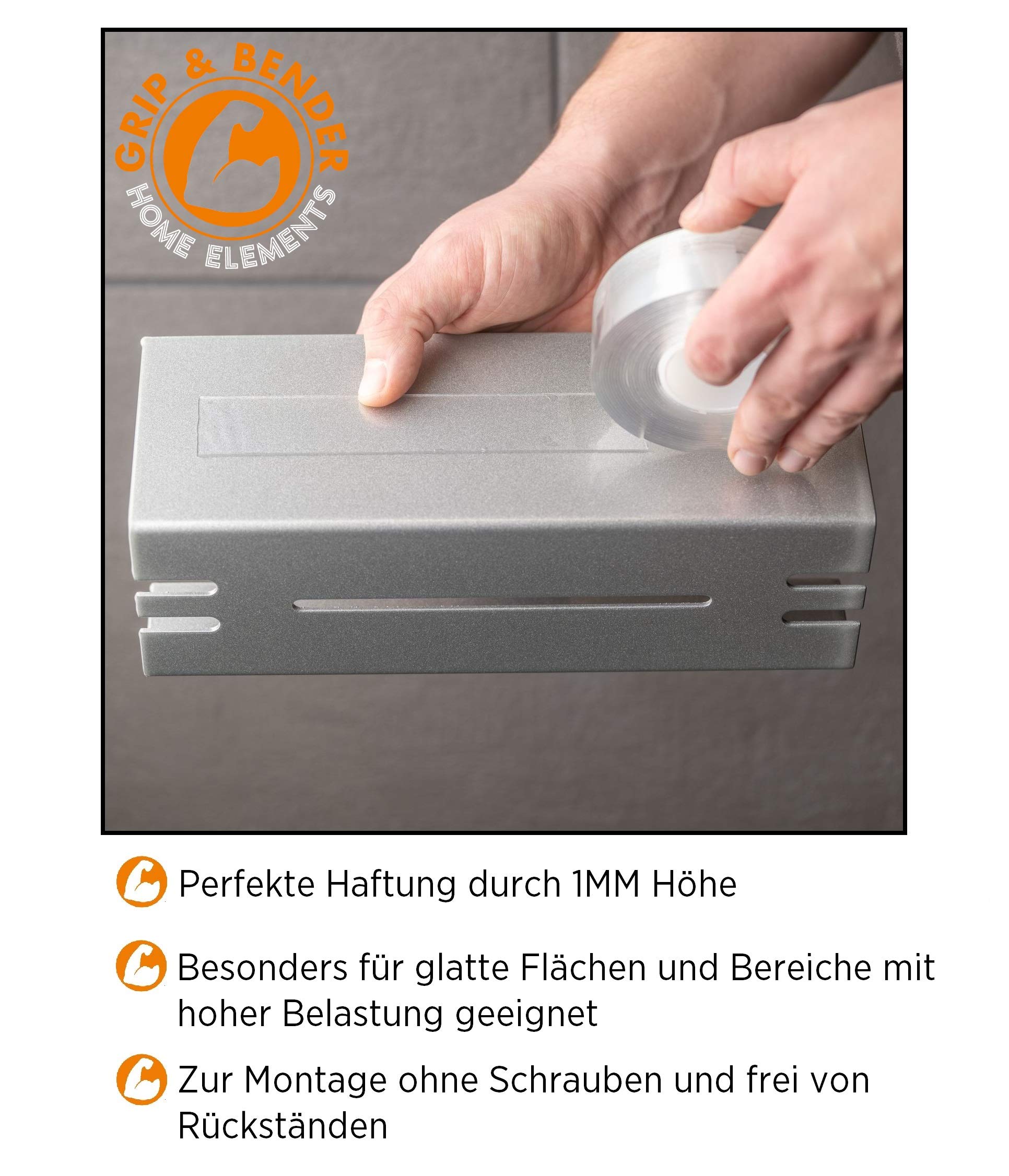 GRIP&BENDER Doppelseitiges Klebeband - 5 Meter x 24MM Nano Tape Doppelseitig Transparent – Spurloses Nano Klebeband – Multifunktionales Rutschfestes Nanotape extra dünn (1mm) Ultra Stark