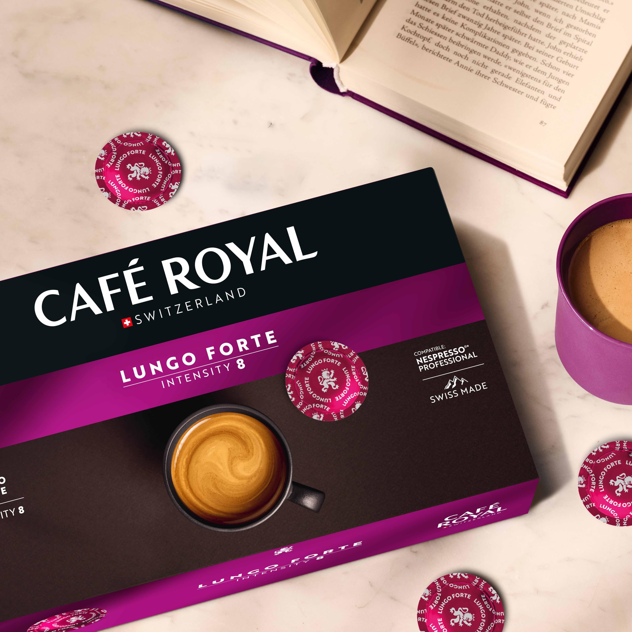 Café Royal Lungo Forte 50 Nespresso Pro kapsułki kompatybilne (intensywność 6/10), 1 opakowanie (1 x 50 padów)