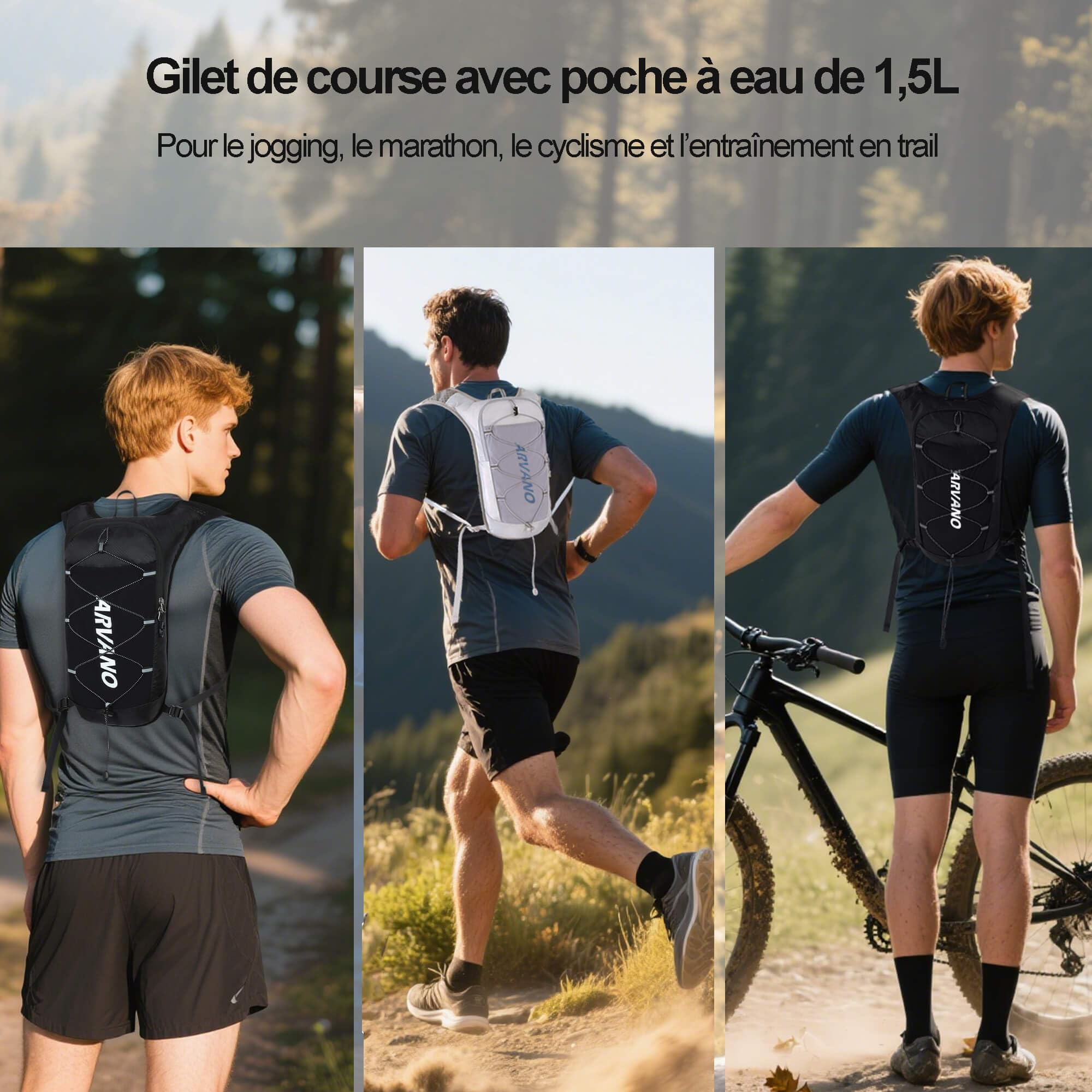Sac à Dos Gilet de Hydratation pour Course à Pied avec Poche à Eau 1,5L, Léger Respirant 5L Sac Hydratation Running, Trail, Vélo, Randonnée pour Femmes et Hommes