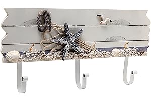 MyGift 13.4 Inch Wall Mounted Wood Nautical Theme Coat Rack with 3...