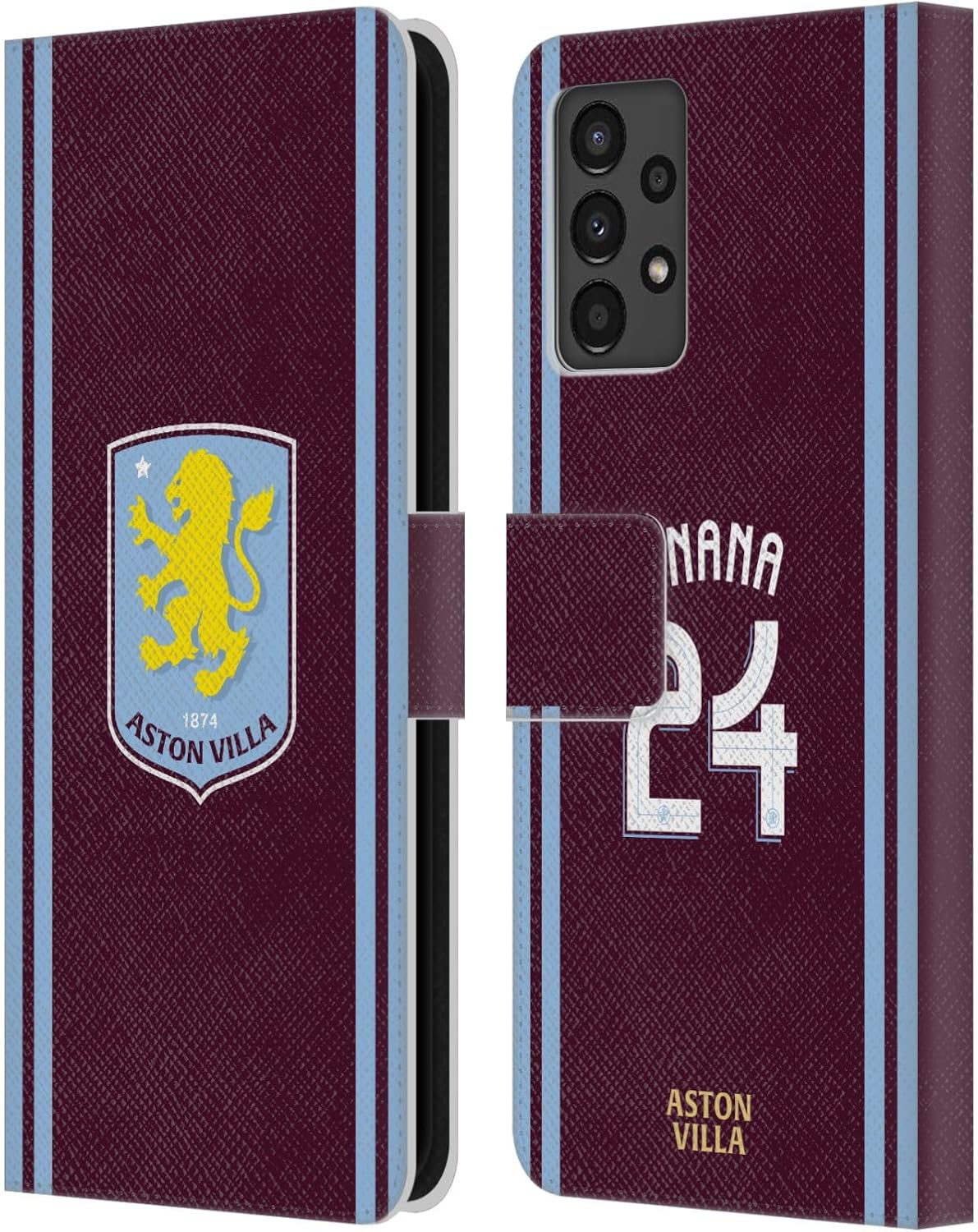 Head Case Designs Officially Licensed Aston Villa Football Club Amadou Onana 2024/25 Crest Player Kit Leather Book Wallet Case Cover Compatible with Samsung Galaxy A13 (2022)