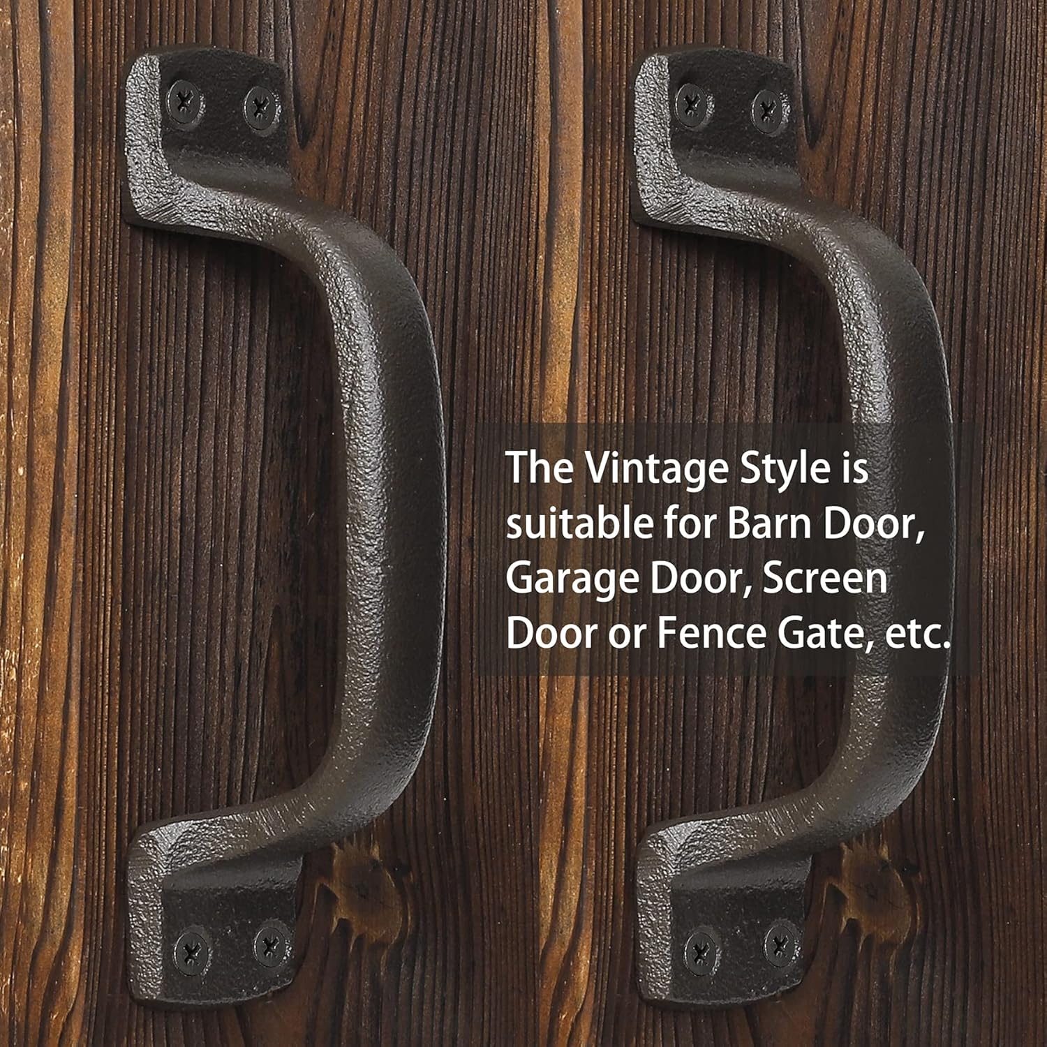 Barn Door Handles Rustic Gate Pull Handle, 7" Solid Heavy Duty Sliding Door Handle, Cast Iron Fence Gate Hardware shed Garage Door Handle for Wooden Fences Outdoor 4 Pack