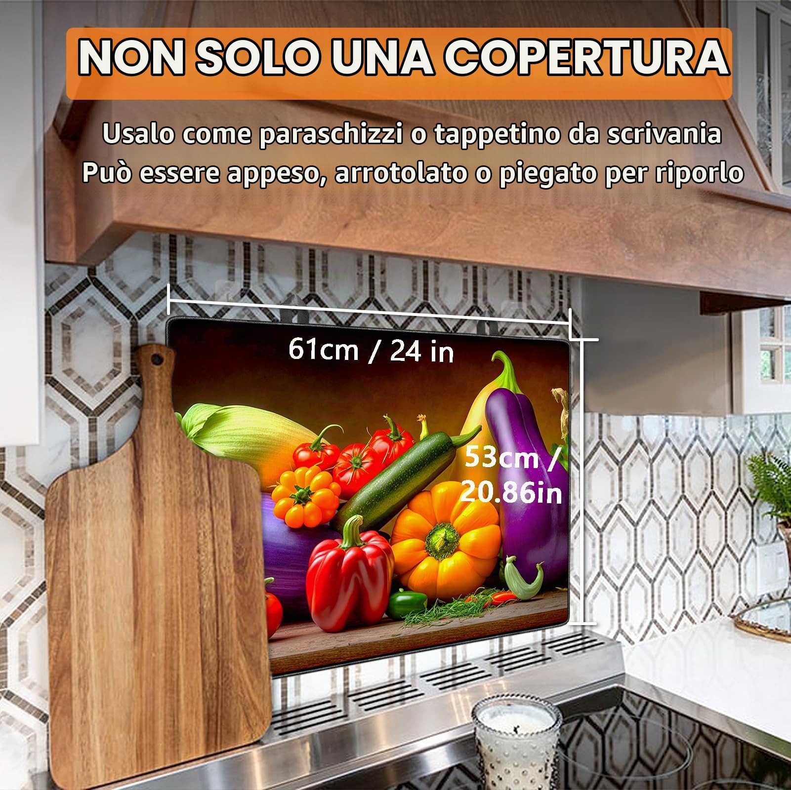 Copri-piano cottura elettrico (61x53cm), Copri-piano cottura in vetro, Copri-materasso per resistente al calore, Lavabile in lavastoviglie.