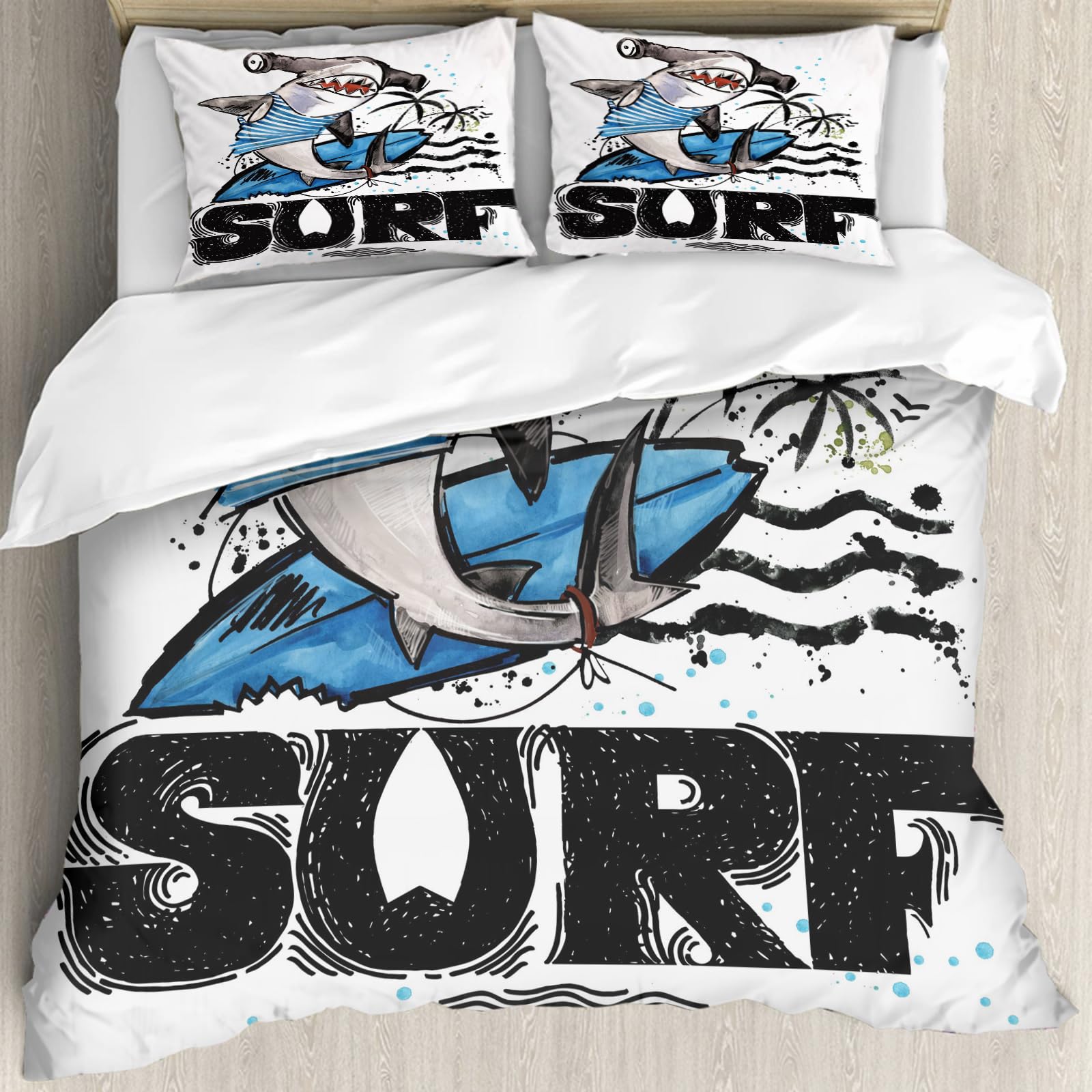 Housse de couette requin dessin animé pour chambre d'enfant saine