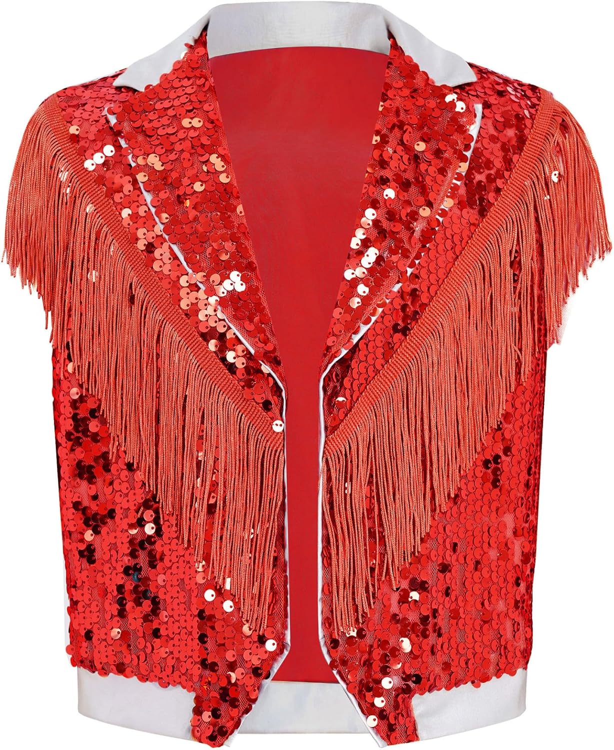 Linjinx Kids Boys Sequins Tassel Sleeveless Waistcoat Jacket Disco Hip Hop Jazz Latin Dance Performance Vest Party Tops