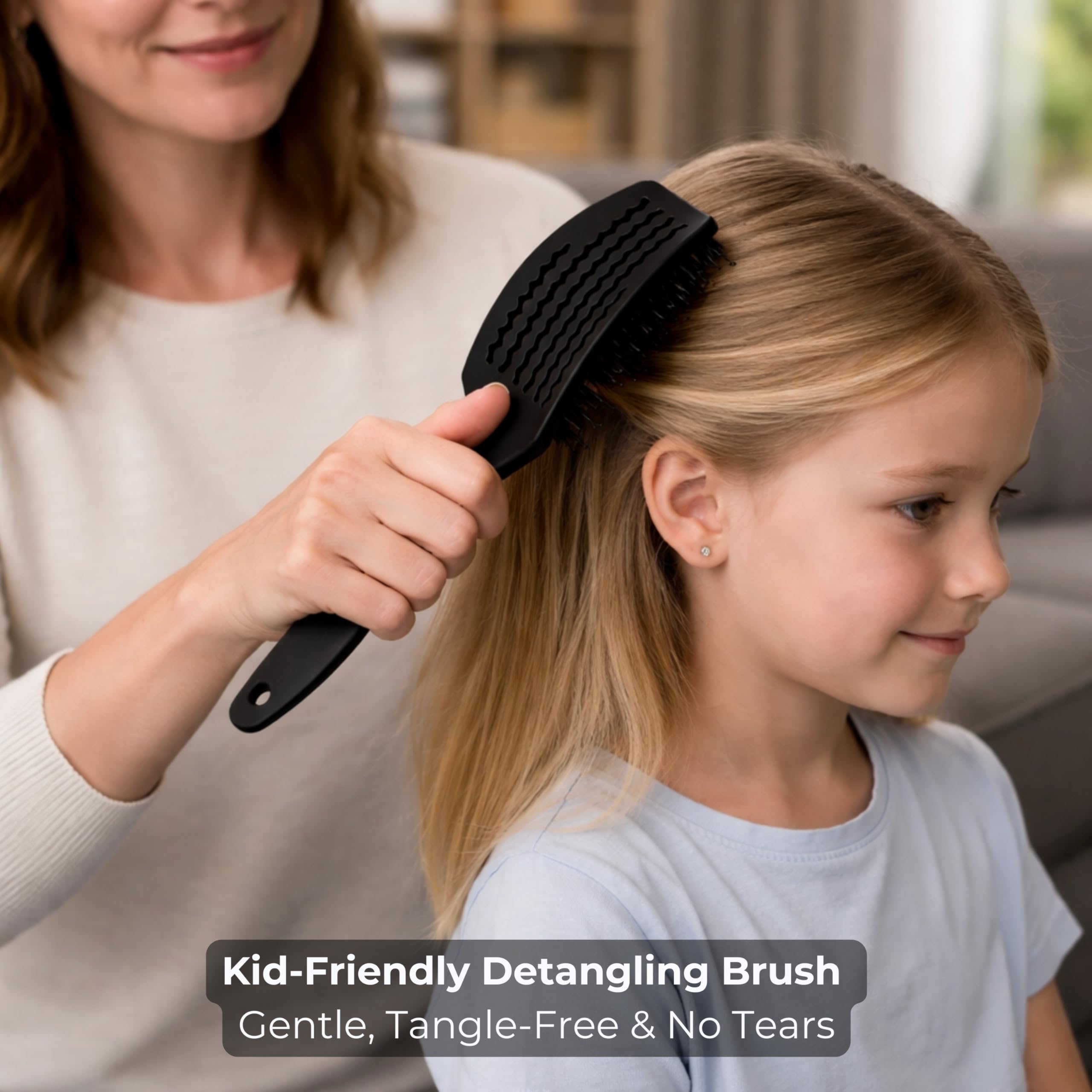 Cepillo de cerdas de jabalí curvado ventilado para secado con secador (grande) con mango cómodo, cepillo de cerdas suaves para cabello grueso y fino, cerdas naturales de jabalí para mujeres,