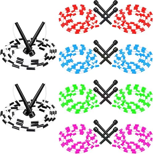 Cuerda de saltar para niños, cuerda de saltar ajustable con cuentas dobles, segmentada holandesa, sin enredos, cuerda de saltar ligera, ejercicio