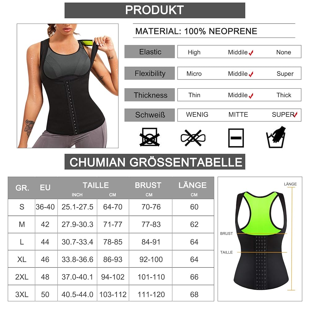 Gilet De Sudation Femme CHUMIAN - Néoprène Amincissant Ventre Plat | Pour Sport, Postpartum, Fitness
