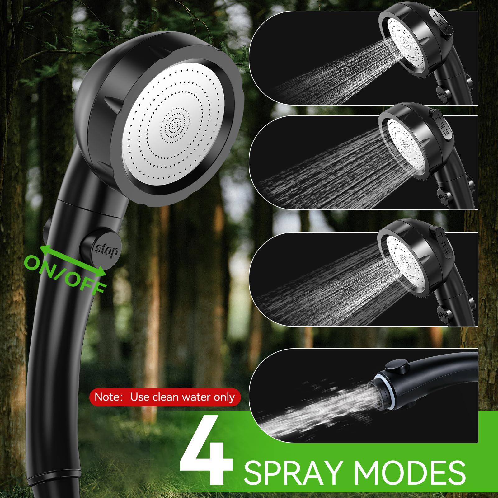Kit Douche de Camping, Douche Portable,8000mAh Pompe de Douche Électrique Rechargeable,Imperméable, avec Afficheur Intelligent et Pomme de Douche 3 Modes pour Extérieure,Camping,Animaux,Randonnée