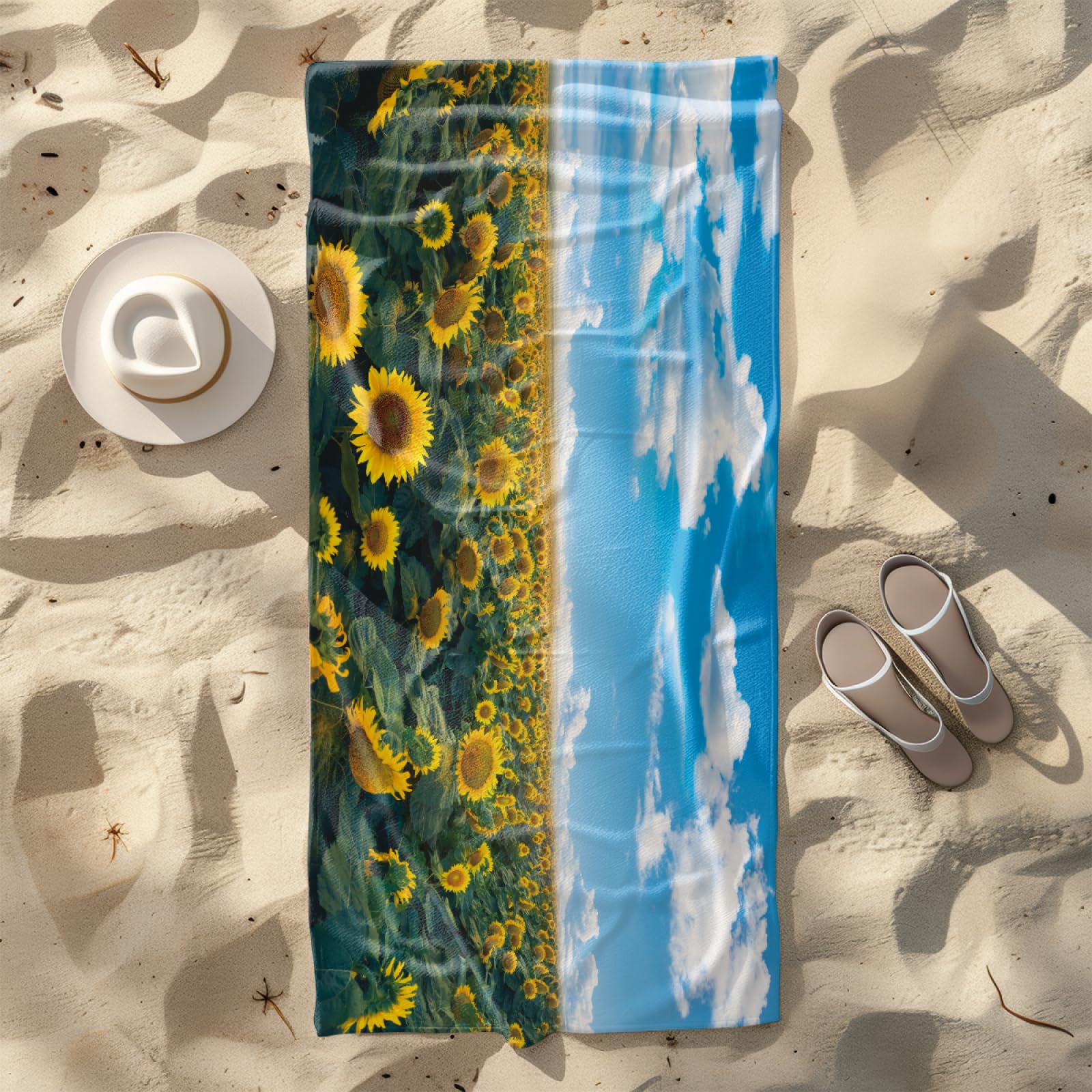 Toalla Playa Blanca Azul Cielo Toallas Baño Grandes Suave Toalla Microfibra Sin Arena Toallas de Baño Piscina Ducha Absorbente Secado Rápido Beach Towel para Viajes, Natación, Camping 100x200cm